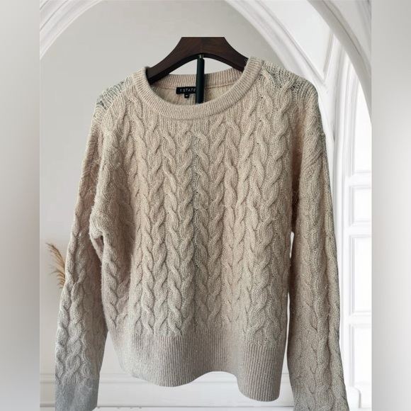 1. State Women's Cable Knit Sweater - Pink US M - Picture 1 of 9